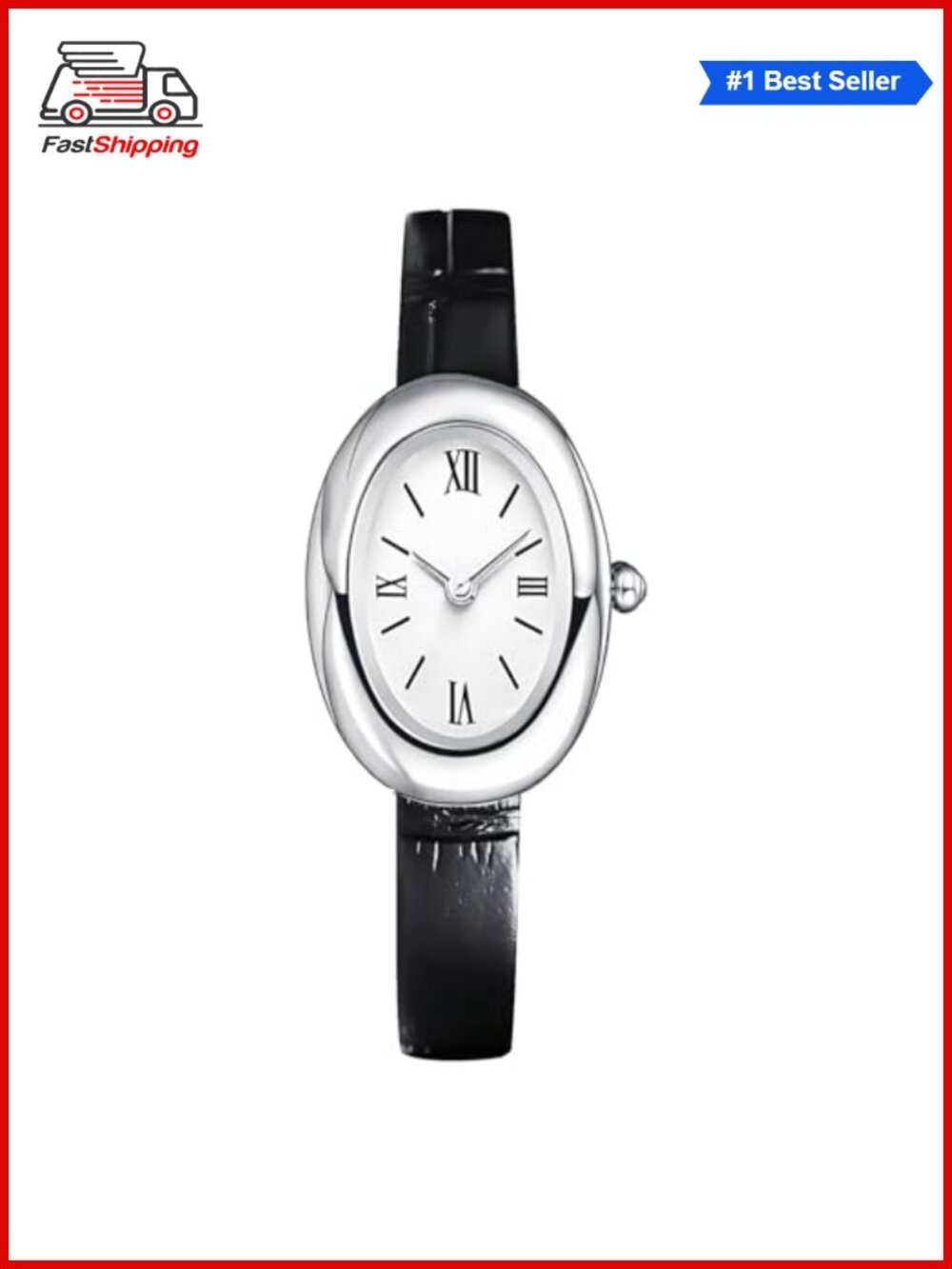 Gold Tone Oval Dial Bangle Bracelet Watch for Women Quartz Waterproof